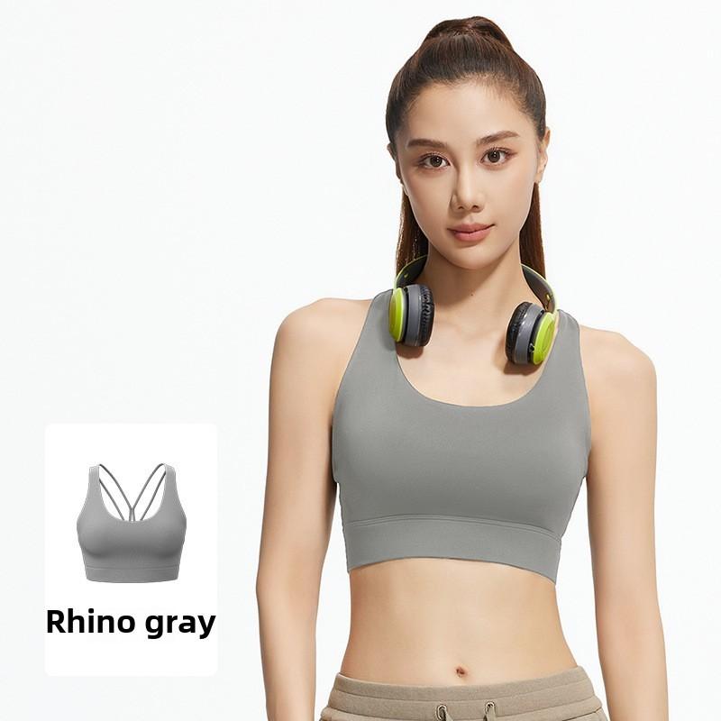 Alo Yoga New Style Back Cross Sports Bra Solid Color Halter Shockproof Gathering Fitness Yoga Underwear 8