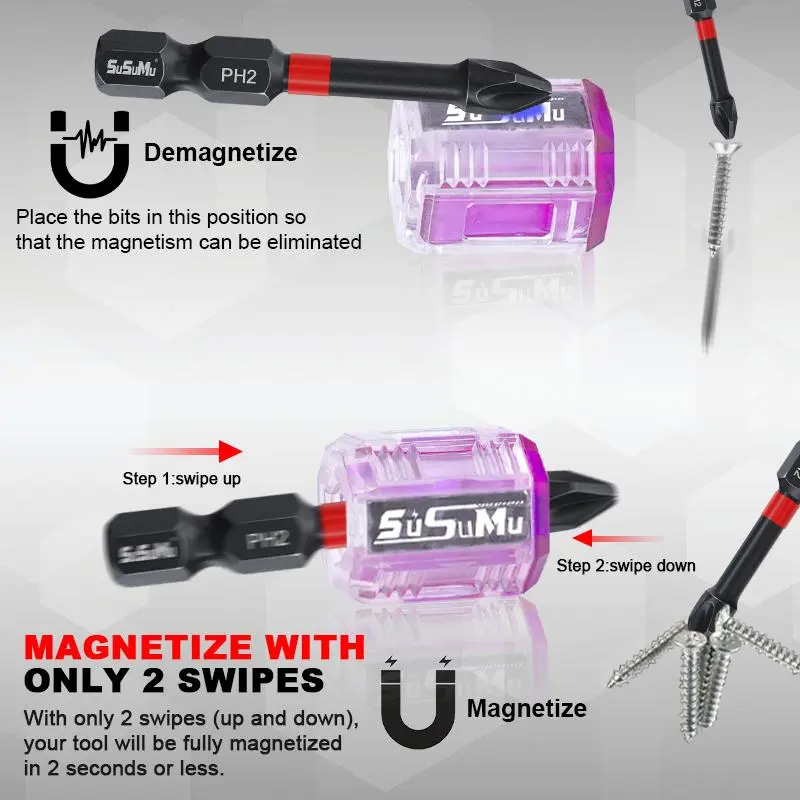SuSuMu Magnetic Screwdriver Bit Set, S2 Alloy Steel Drill Bit Set with Gift Box, Professional Screwdriver Accessories for DIY, Renovation, Carpentry 2