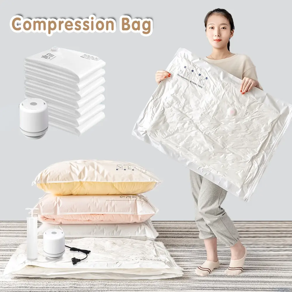 WAYSLE【Ready To Ship】 Household Vacuum compression bag Resealable Vacuum Bags 11PCS Vacuum StorageBag Compression Bag Space Saving Organiser Plastic vacuum  bag
