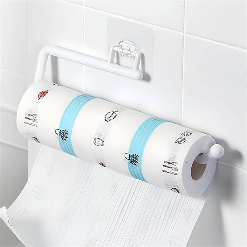 Paper Towel Holder, 1 Count Wall Mounted Tissue Holder, Kitchen Cabinet Roll Holder for Home Bathroom Dormitory Dining Room 3