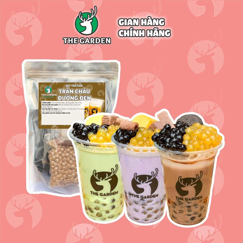  Set Trà Sữa 6-8 ly vị matcha socola trân châu đường đen THE GARDEN Topping 