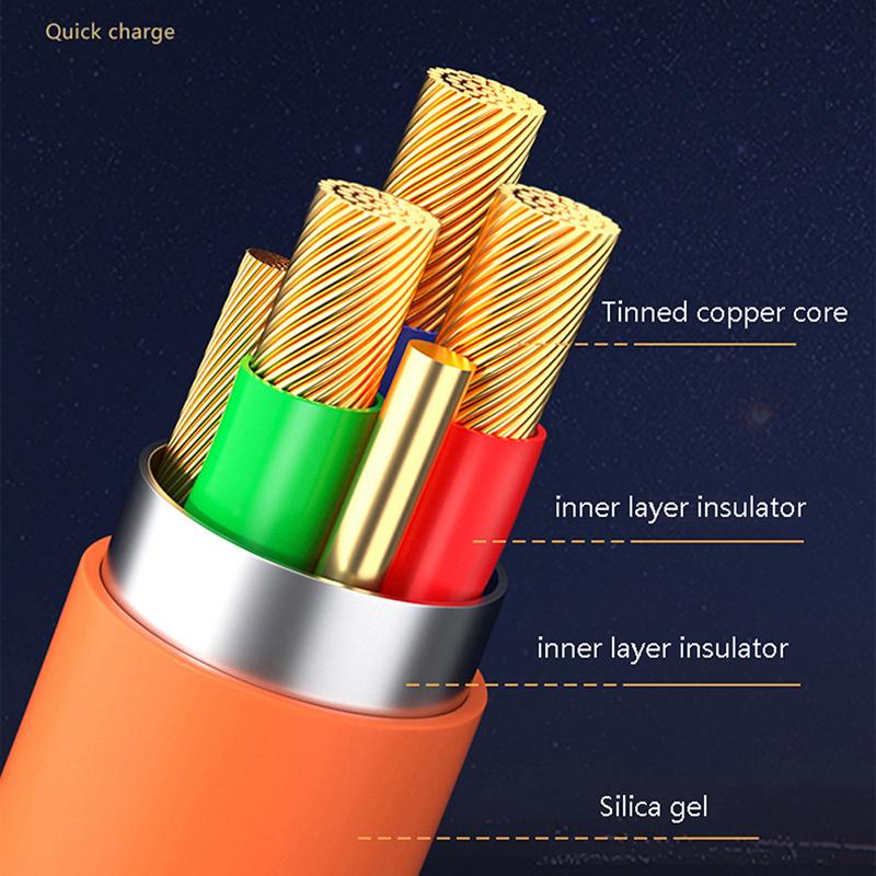 Cáp USB Loại C, 3in1, 6A, 120W, Cáp USB A Sang Type-C 8 chân, Cáp Micro USB 2