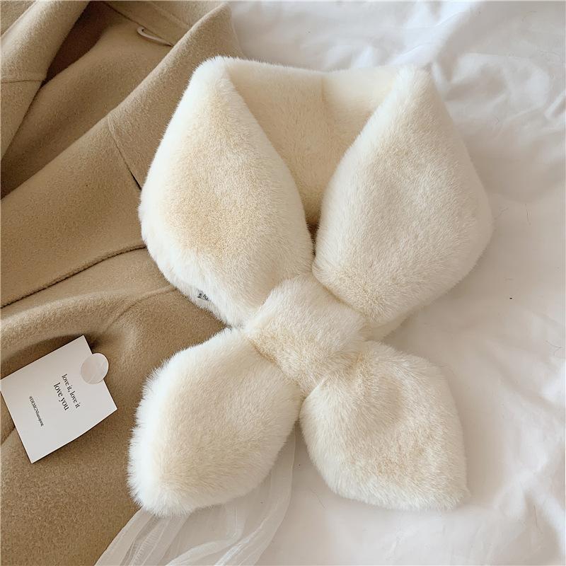Product Introduction of Winter Plush Scarf for Women Soft Warm Thicken Neckerchief Solid Color Female Scarves 5