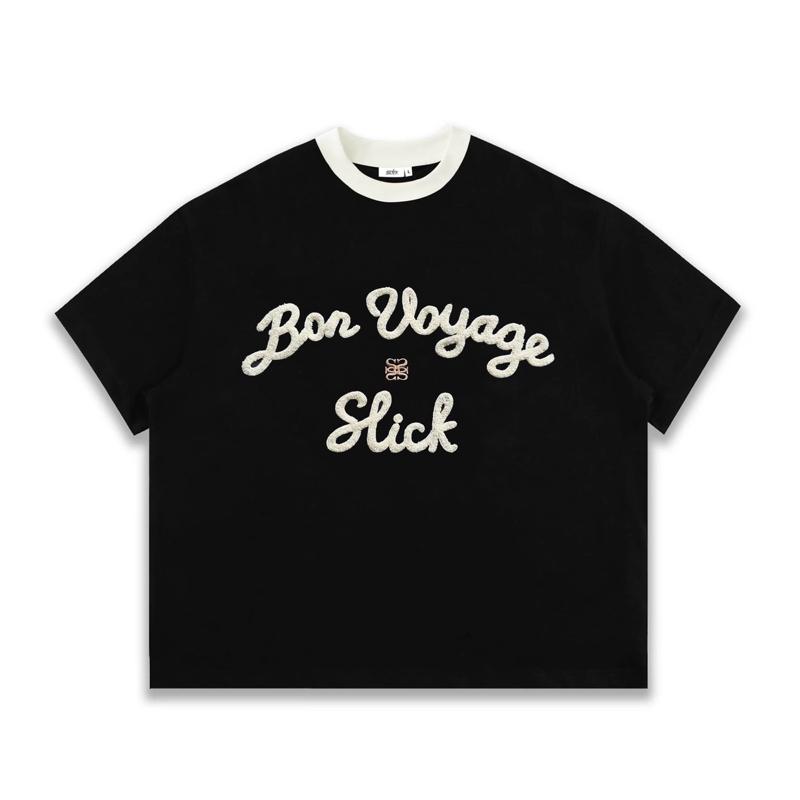 Áo Thun Big Boxy "Bon Voyage" Thêu Len xù Cotton 100% - Local Brand THE SLICK WAY UNISEX