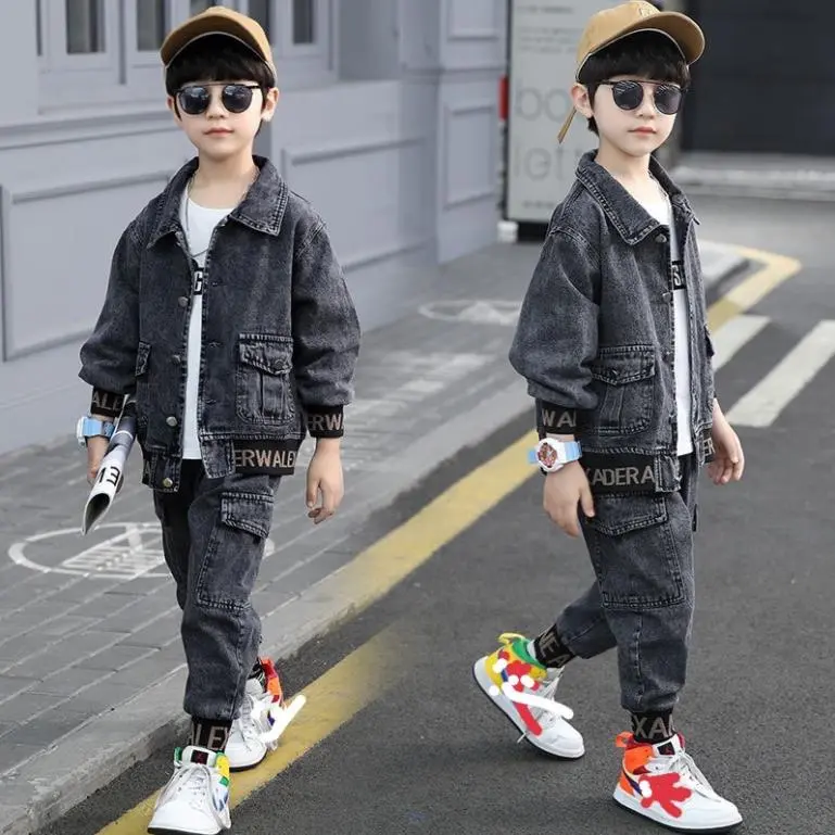 Bộ quần áo jean cao cấp cho bé trai và bé gái, quân bo gấu từ 14-46kg vải co giãn, dầy dặn