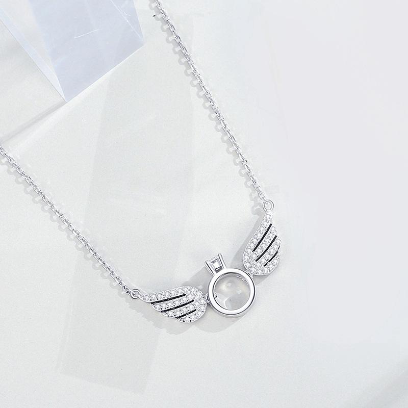 Product Introduction of Angel Wing Diamond Pendant Necklace, Wings Can Move, Elegant Collarbone Chain For Women 2