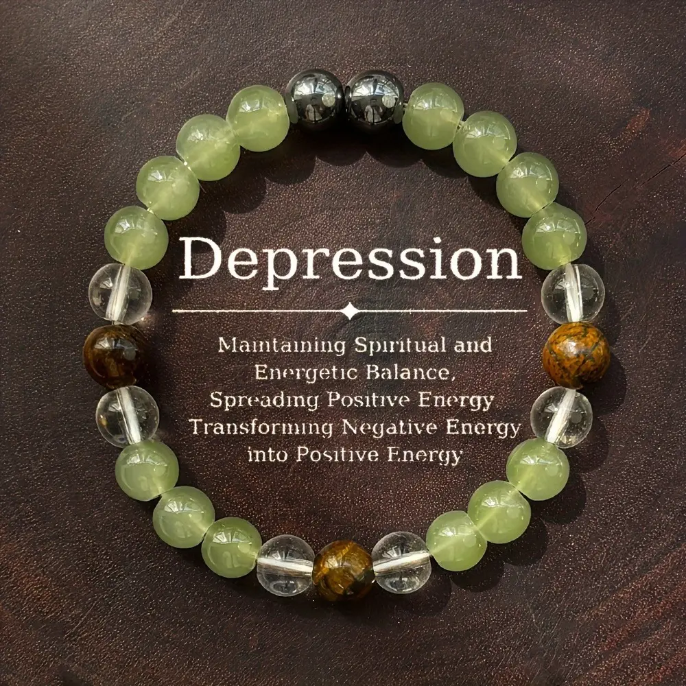 TikTok Hot Bracelet - Tiger Eye Stone, Red Iron Ore, Green Dongling White Crystal - Fashion Bracelet