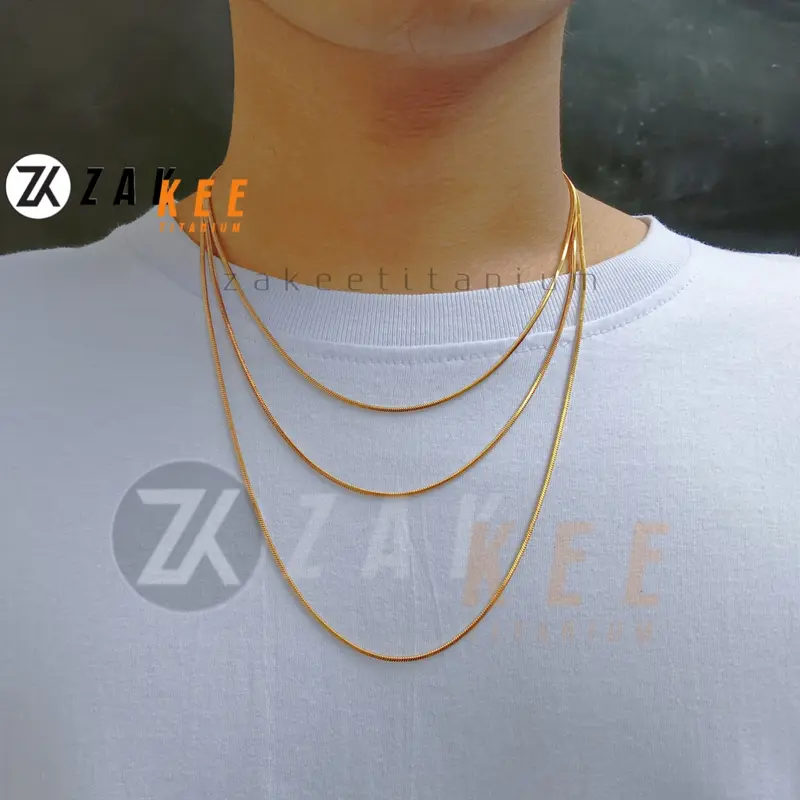Kalung Emas Pria Titanium Gold Anti Karat Simpel Keren Premium Cowok Cewek Panjang 45cm 50cm 60cm Stainless 5