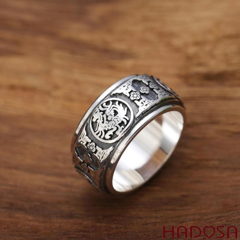 Nhẫn bạc nam tứ linh bạc Thái cao cấp bạc 925 cao cấp bền màu độ cứng cao chống trầy xước TSR323S9