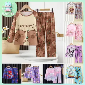 VeeKids Set Piyama Anak Laki-Laki Celana Piyama Lucu Celana Panjang Lengan Panjang Poliester Lembut Modis Anak Perempuan