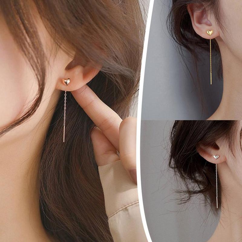 Product Introduction of 1Pair Heart Earrings Ins Temperament Long Heart-shaped Earrings Tassel K8Y8 35