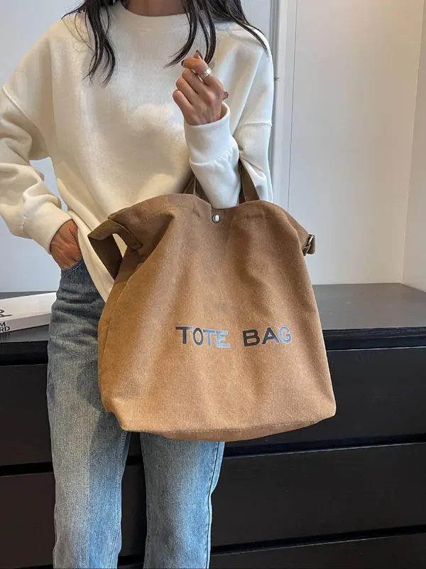 Simple Women's Letter-printed Handbag, Casual Large-capacity Shoulder Bag That Can Be Worn Cross-body, Suitable for Work and School, Fashionable and Versatile Daily Use Bag 2