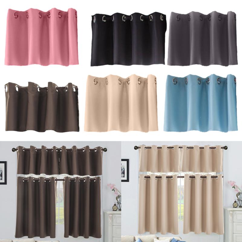 Langsir Valance Pendek, Warna Pepejal, Sesuai untuk Tingkap Dapur, Rawatan Tahap 0