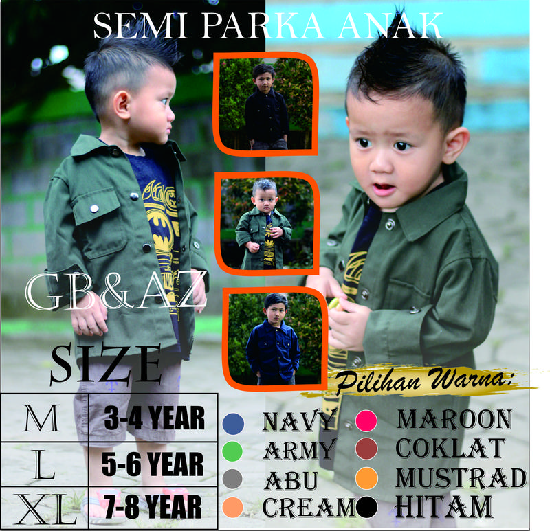 kemeja anak semi parka anak Hitam fashion 1