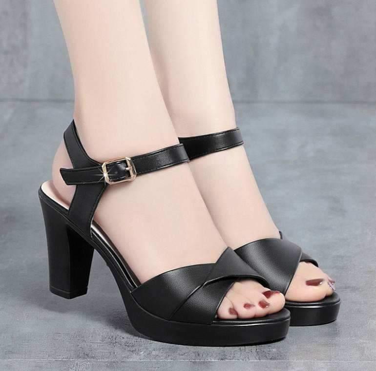 Dép nữ cao gót (siêu nhẹ) đế đúp gót liền 3 phân, 5 phân, 7 phân, 8 phân kiểu dáng quai hậu một bản lật chéo trẻ trung xu hướng hiện đại KH-12 DéP Shoes GiàY Nhung Đồng