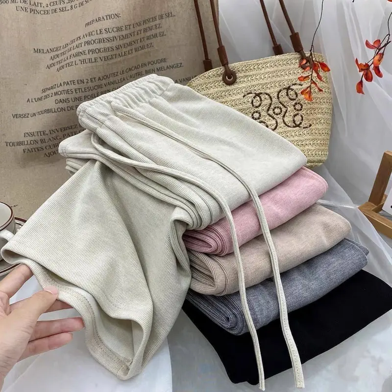 Quần ống suông nỉ thu đông chất tăm nhung mịn cạp chun co dãn Nữ 6