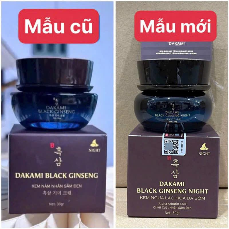 Kem Sâm Đen DAKAMI BLACK GINGSENG NIGHT Ban Đêm Mẫu Mới, 30gr, Chính Hãng
