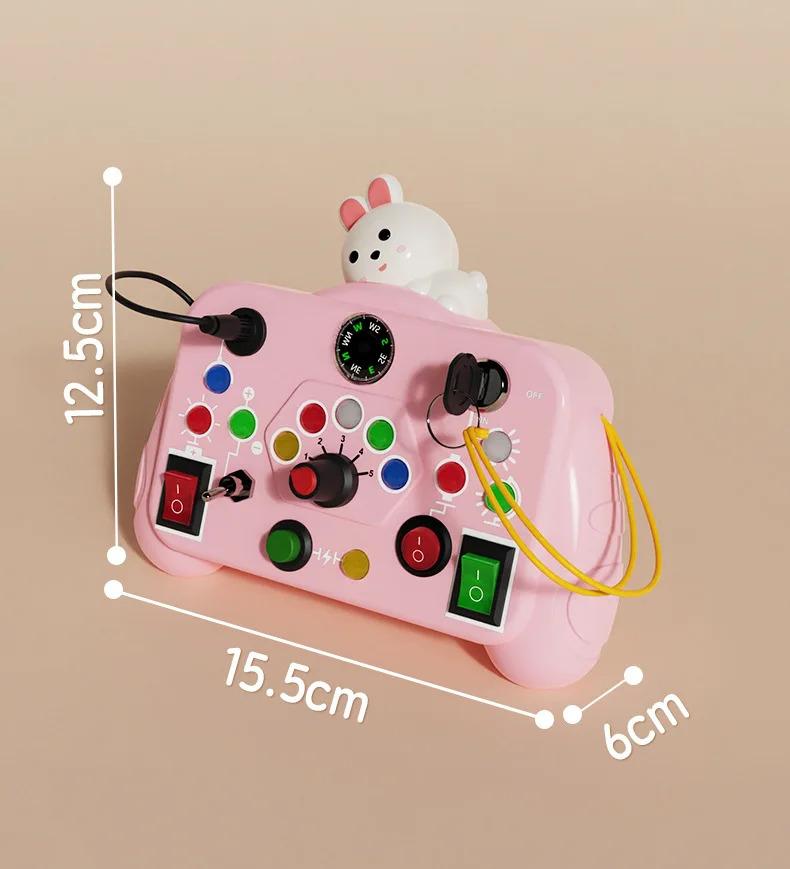 Product Introduction of Montessori Busy Board Sensory Toys Cartoon with LED Light Switch Control Board Travel Activities Children Game for 2-4 Years Old 2