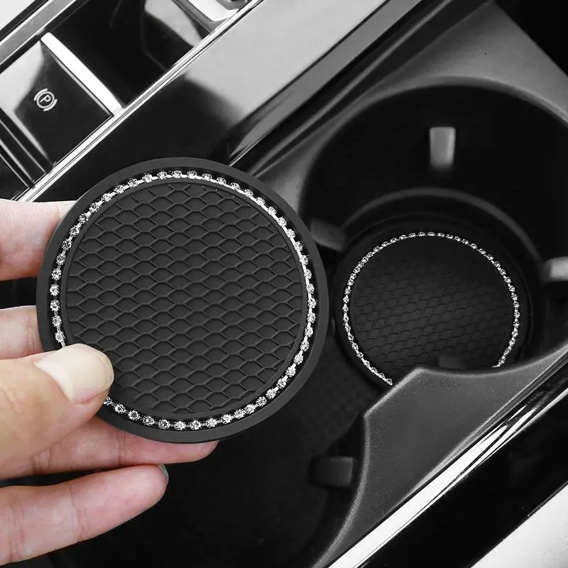 Rhinestone Decorative Car Cup Holder Coaster, Anti-slip Car Cup Holder Pad, Car Interior Accessories for Women & Men, Gifts for Boyfriend, Fiat 500 Accessories
