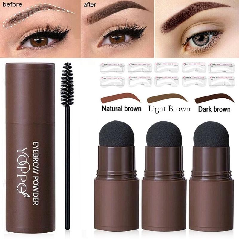 Yoppo Eyebrow Powder Bedak Alis Cetakan Alis Instan Eyebrow Stamp Alis Stempel Alis Waterproof dengan 10 Model Cetakan Alis Eyebrow Powder 5