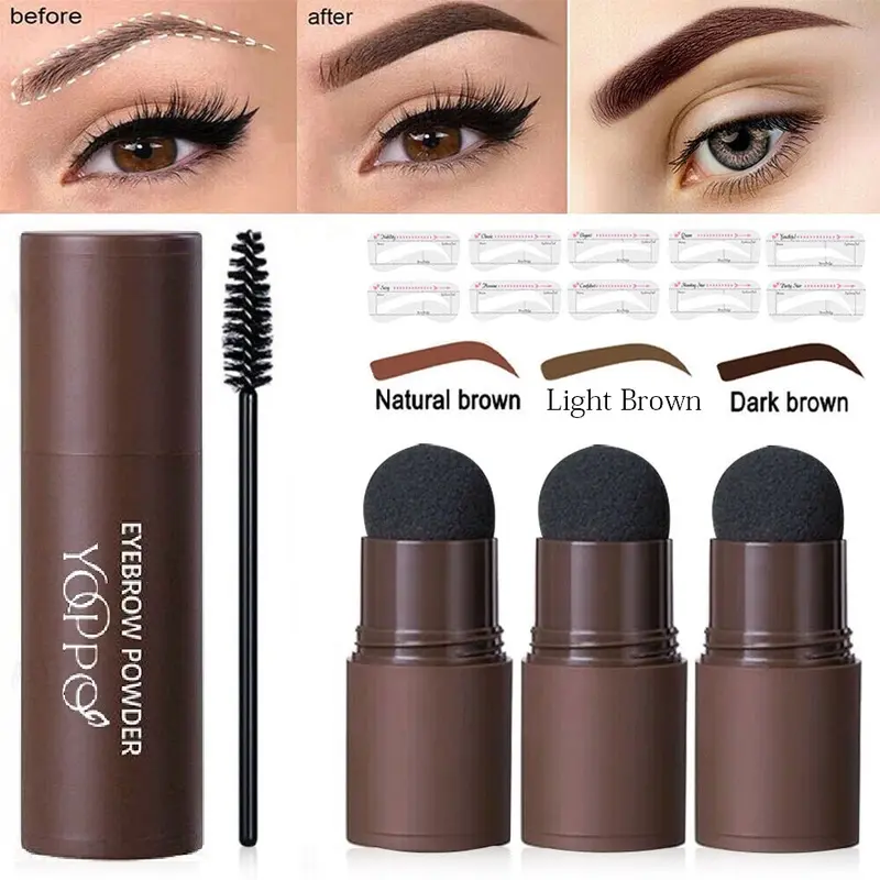Yoppo Eyebrow Powder Bedak Alis Cetakan Alis Instan Eyebrow Stamp Alis Stempel Alis Waterproof dengan 10 Model Cetakan Alis Eyebrow Powder 5
