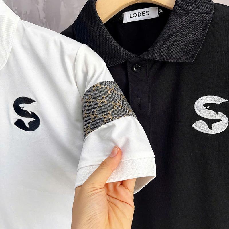 Áo thun polo thêu logo nổi phối viền tay umi chất vải thoáng mát trẻ trung chuẩn form menswear Có Cổ Tre Đen aothun Shirt 5