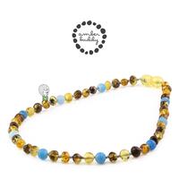 Gambar Amber Buddy | LE455 Kalung & Gelang Bayi Baltic Amber kombinasi Blue Frost Agate. 32cm & 14cm - GELANG LE455 dari Amber Buddy Indonesia Kota Denpasar 5 Tokopedia