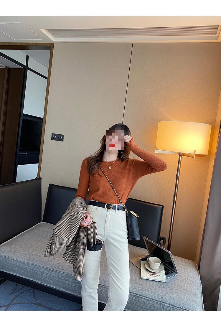 Product Introduction of Women's Knitted Bottoming Shirt 2024 New Early Autumn Design Sense Niche Fashionable Sweater round Neck Sweater Inner Wear Blouse Knitwear Womenswear Tops Lingerie Comfort Longsleeve Minimalist Crewneck Basic 5