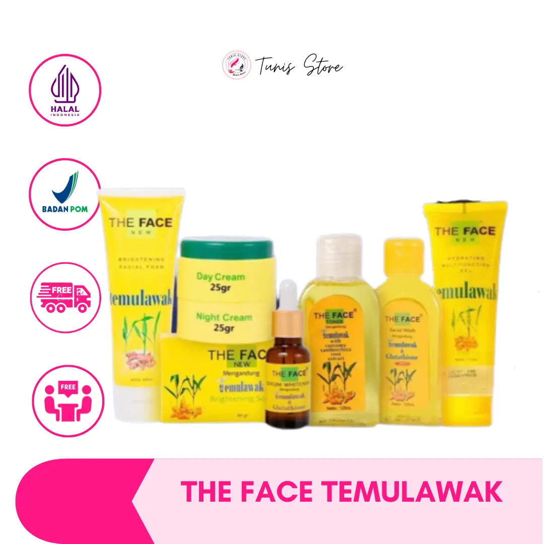 THE FACE Temulawak Whitening 5 In 1 / BPOM TONER,SABUN,SERUM,CREAM SIANG,CREAM MALAM, THE FACE ORIGINAL