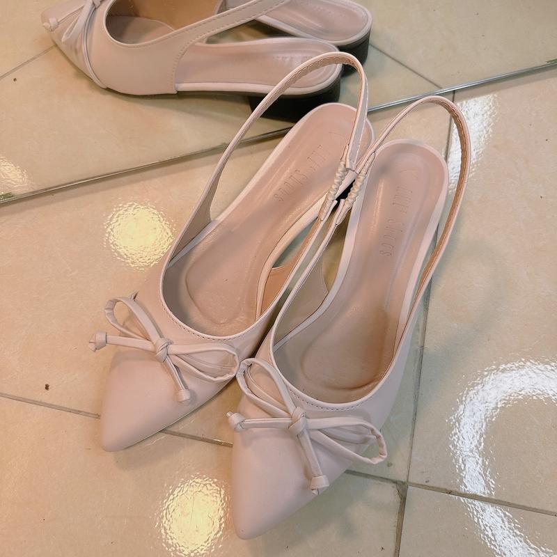 SỤC HẬU HỞ GÓT nơ ấu nhỏ xinh phom to đế cao 3cm mũi nhọn Nữ DéP Shoes