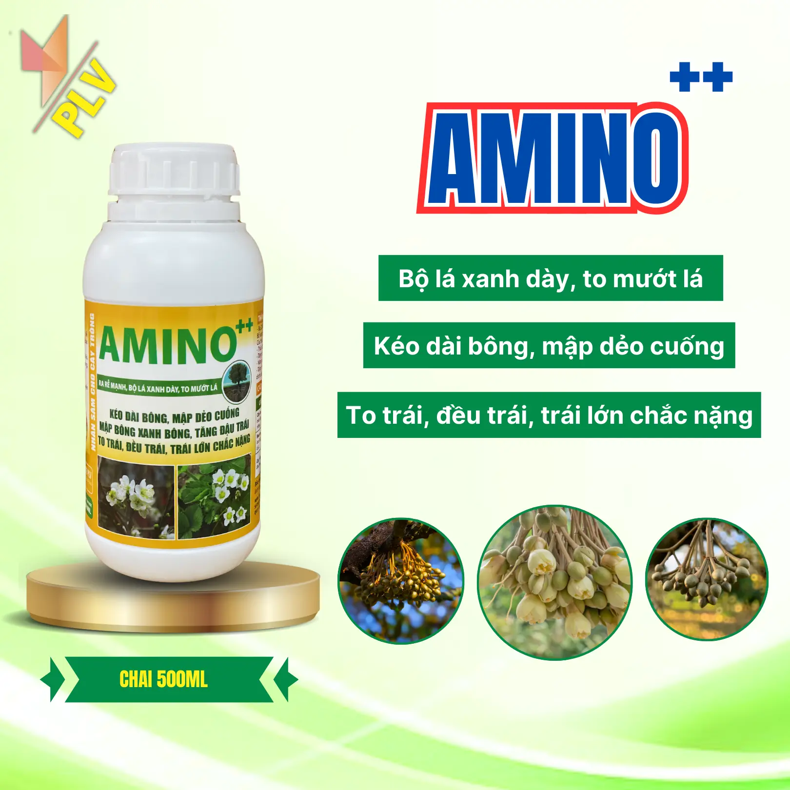 PLV - Phân Bón Lá Amino (500ml) - Dưỡng Bông Mập Cuống, Tăng Khả Năng Đậu Trái - Bo: 2.000ppm