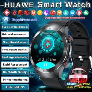 2025 New For HUAWE Health Tracker Uric Acid Body Fat Man Smart watch laser Therapy Watches Bluetooth Call ECG+PPG Smartwatchs Women