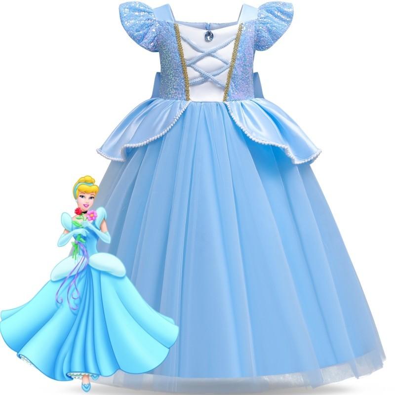 Váy Công Chúa Dài, Cho Bé Gái, Chủ Đề Công Chúa Mùa Hè, Nàng Tiên Cá Nhỏ, Cô Dâu Công Chúa Cinderella, Váy Nhập Vai Halloween, Thích Hợp Cho Tiệc Sinh Nhật Bé Gái, Váy Công Chúa 6