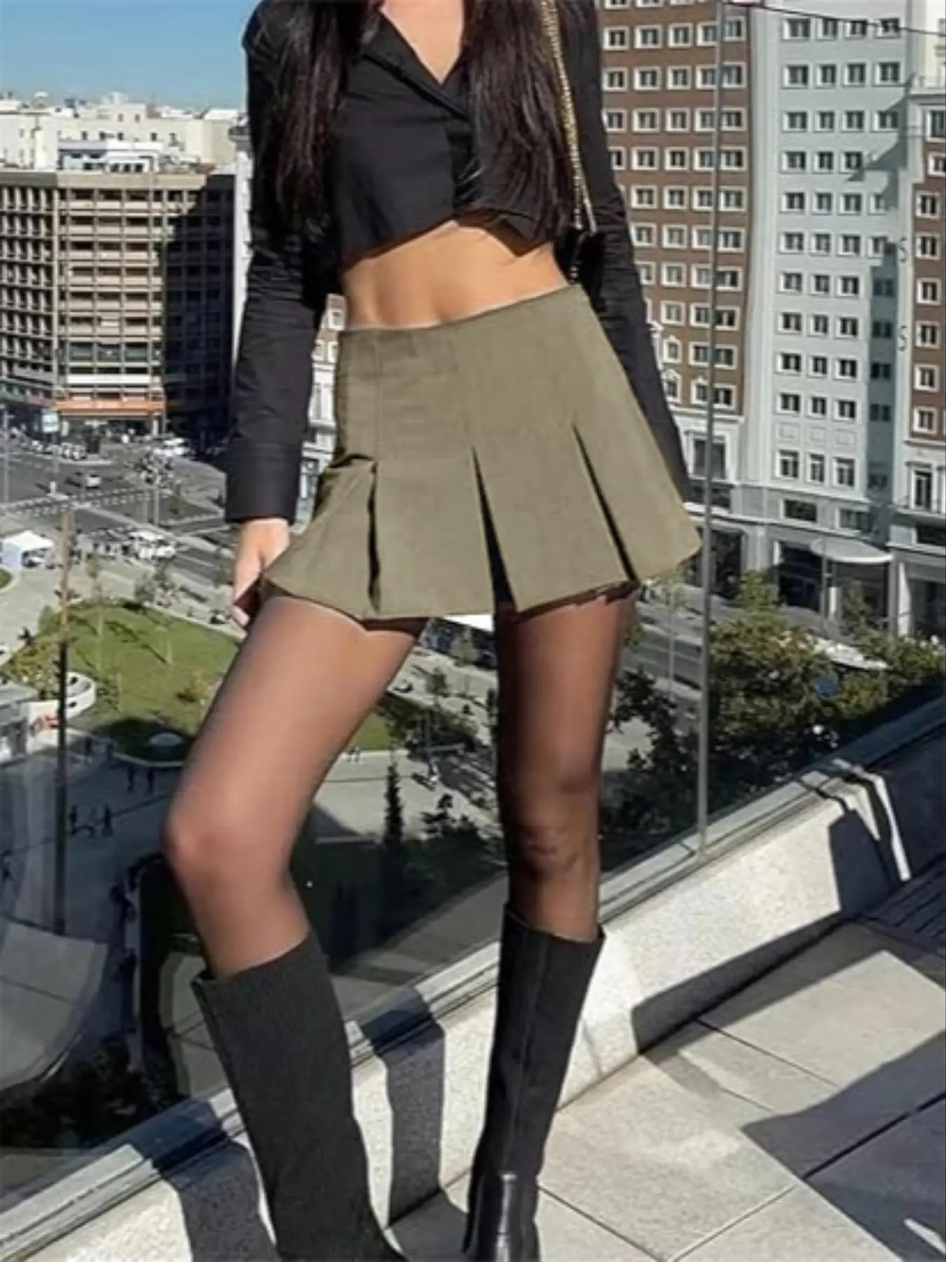 Women's Solid Color Skirt with Built-in Shorts, Fashion Casual Short Skirt for Daily Outdoor Wear, Ladies Bottoms for Summer