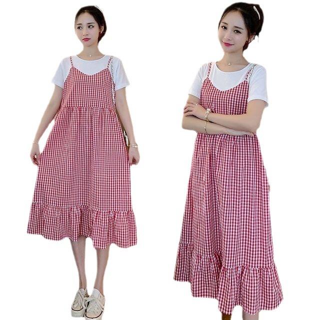 Váy Mùa Hè Cho Bà Bầu, Mỏng, Thiết Kế Giả Hai Lớp, Chân Váy Dài, Ngoại Cỡ, Dài Đến Đầu Gối, Thích Hợp Cho Phụ Nữ Mang Thai Váy Bầu Đầm Bầu 4