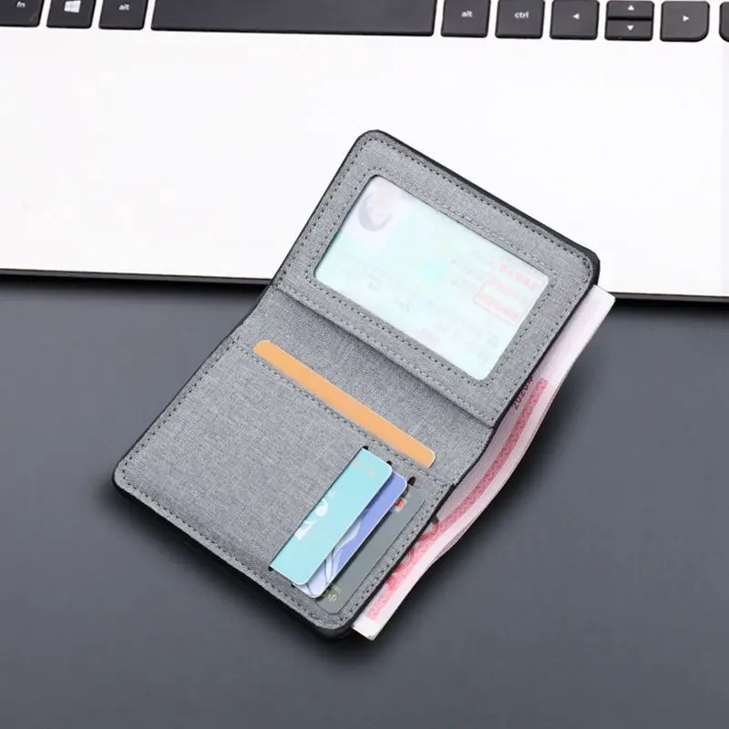 Ví Vải Bố, Dành Cho Nam Giới, Phong Cách Hàn Quốc Và Nhật Bản, Ví Ngắn Mỏng, Đa Chức Năng, Thích Hợp Cho Giấy Phép Lái Xe, Thời Trang 2