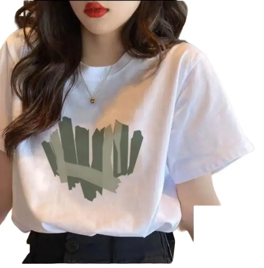 Áo thun tay ngắn in trái tim T064 Top Nữ Top Nữ Women Cổ Tròn Women Cổ Tròn