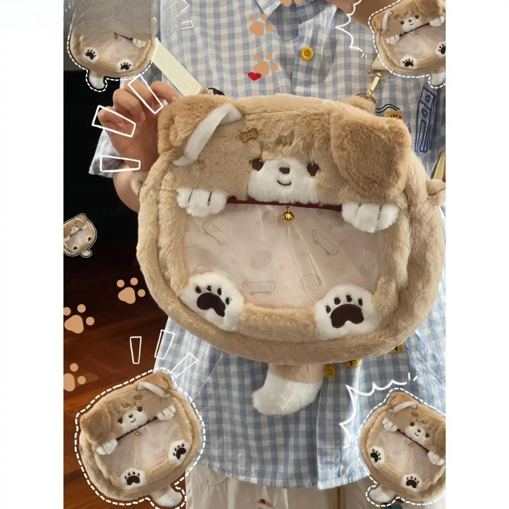 Cute Golden Retriever Backpack Plush Dog Pain Bag Cute Handsome Dog Side Backpack