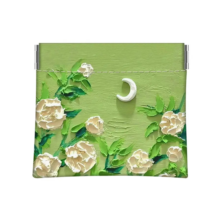 Oil painting female mini ultra-thin coin small wallet jewelry cosmetic bag storage bag