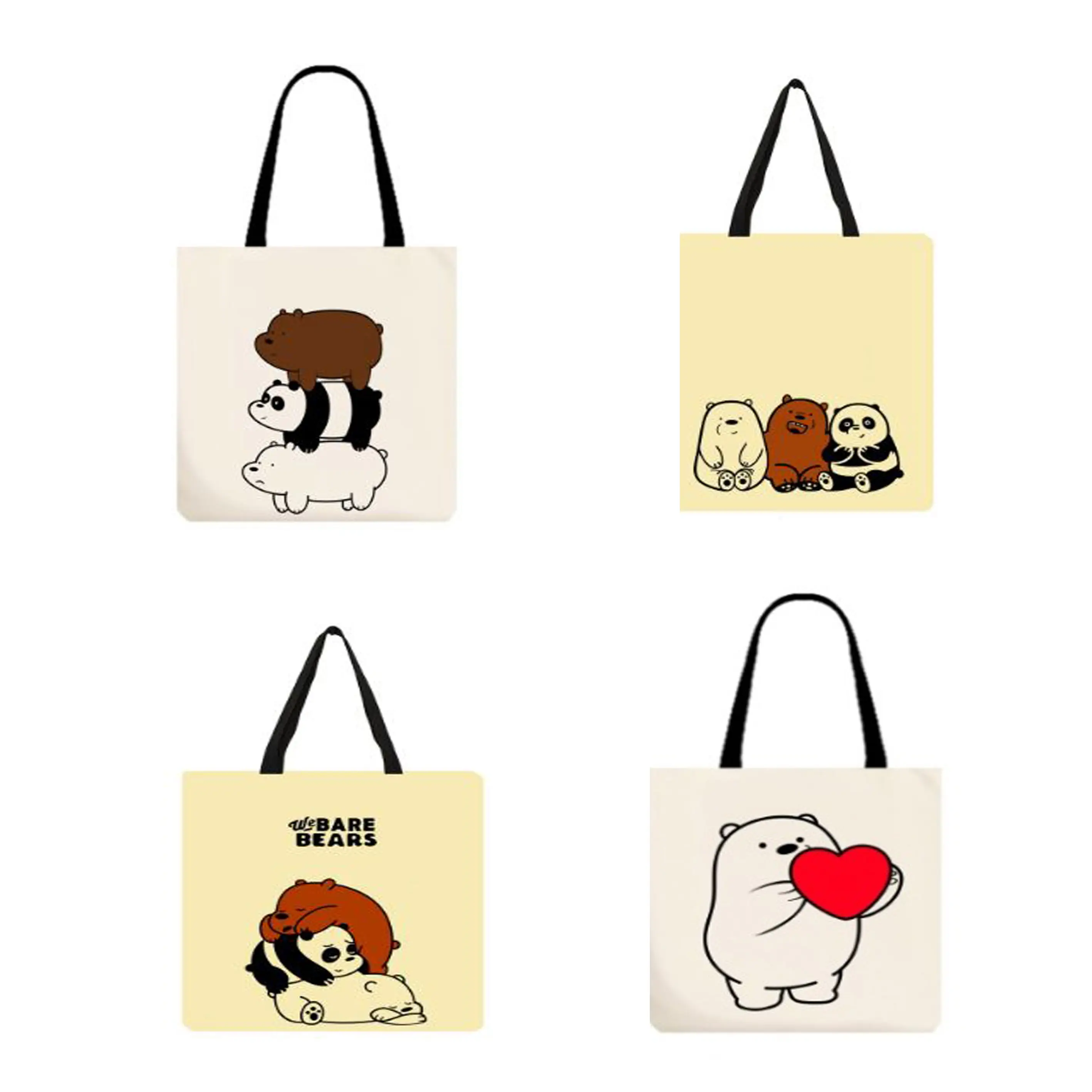 Tas Tote Bag Wanita Totebag Bear Cewek Tote Bag Kpop Wanita Pria Unisex Kanvas Resleting Style Korea