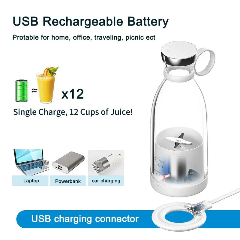 350ml Portable Electric Juicer, Multifunction Wireless Electric Juicer, Easy to Carry Juice Blender for Home, Office, and Travel 6
