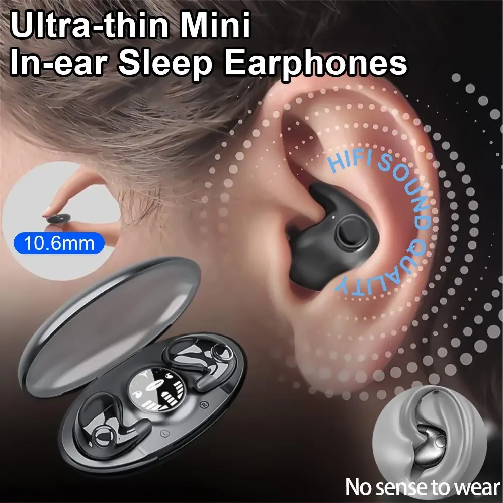 MD538 Ultra-thin Mini In-earpods Comfortable Sleep Earphones Bluetooth 5.3 Wireless IPX5 Waterproof Headset Fireod