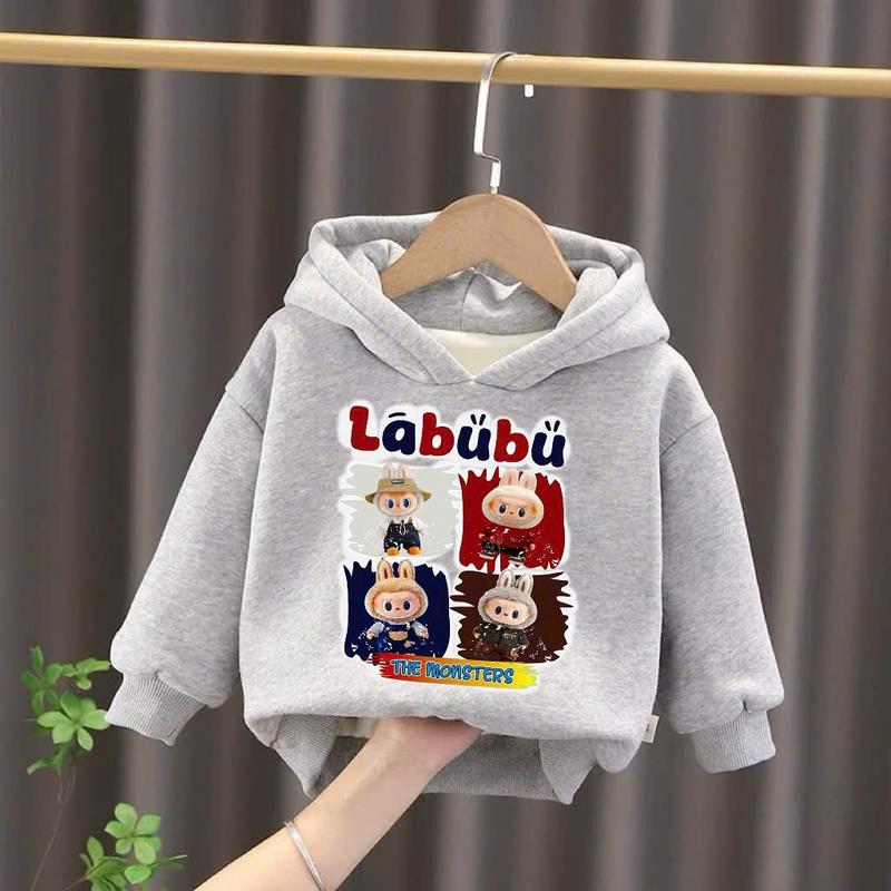 Áo nỉ hoodie labubu 4 HÌNH dành cho bé trai và bé gái 14-45kg thiết kế mới hình in sắc nét. D64