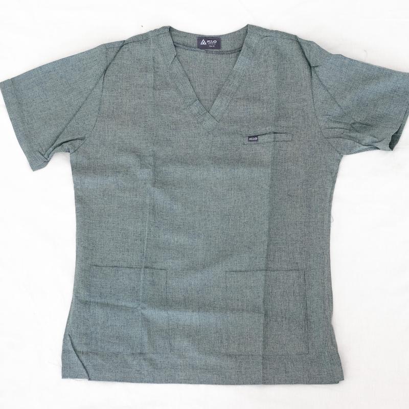 [Two Tone Collection Abu] Alloscrub/Allo scrub/Scrub Dokter / Baju Jaga Dokter / Baju OK / Baju Perawat / Dokter Lengan Pendek Warna Abu Denim Katun 4