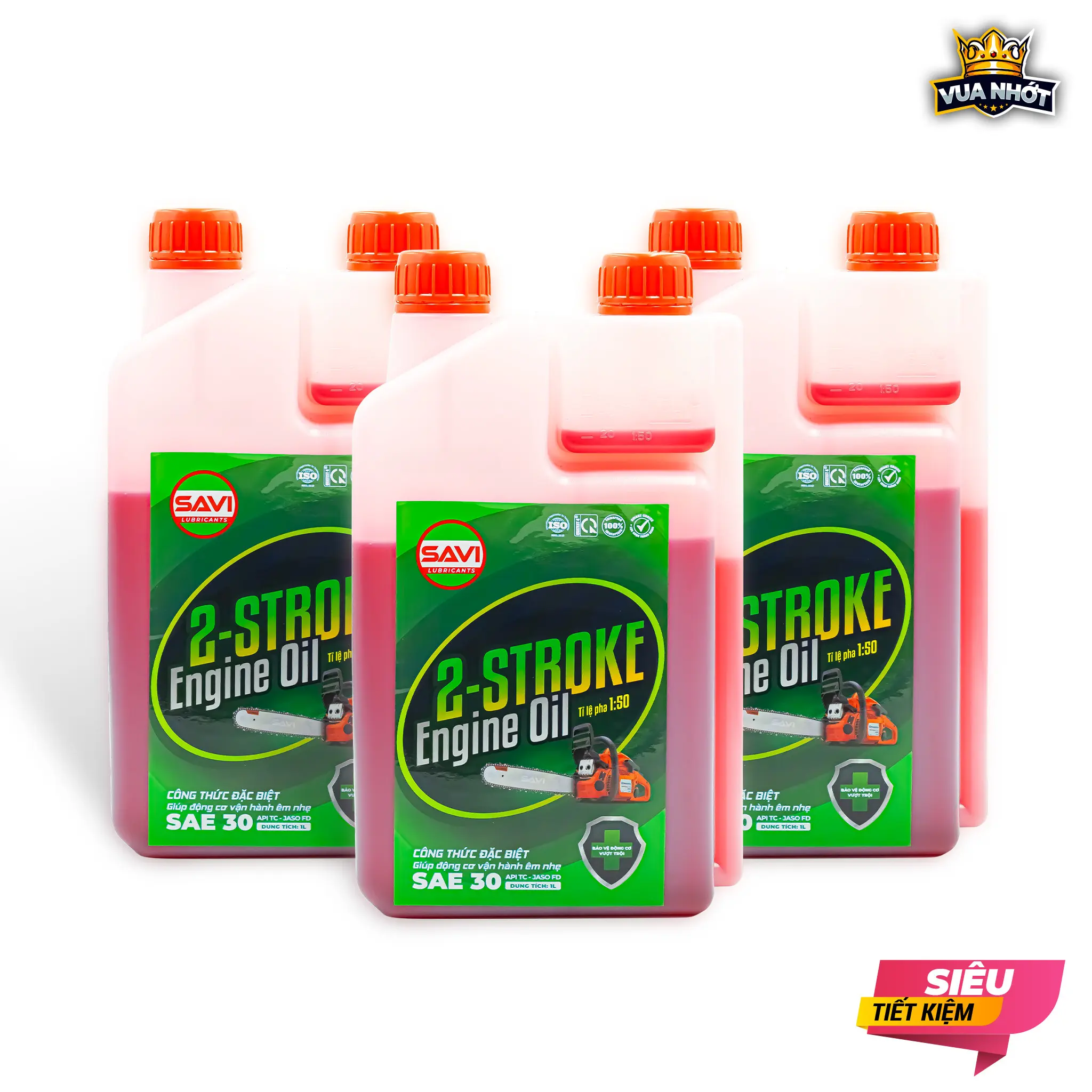 Combo 3 Chai Nhớt 2 Thì Pha Xăng Màu Đỏ SAVI 1 Lít Cho Máy Cắt Cỏ, Máy Cưa Xích, Xe 2 Thì-Dầu Nhớt 2T