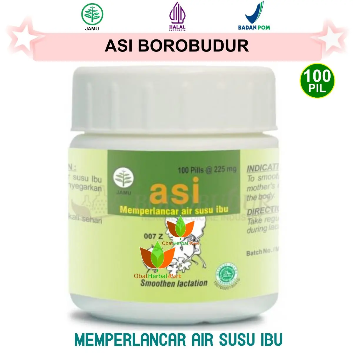 ASI BOROBUDUR 100 PIL JAMU HERBAL DAUN KATUK ASI BOOSTER IBU MENYUSUI