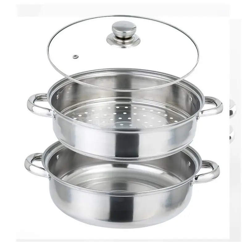 ￼Nồi Hấp Inox 3 Tầng 28cm Melli Tặng Kèm Xửng Hấp, Nồi Hấp Bánh Bao Bánh Flan Hấp Thức Ăn Dùng Cho Cả Bếp Từ Và Bếp Ga 3