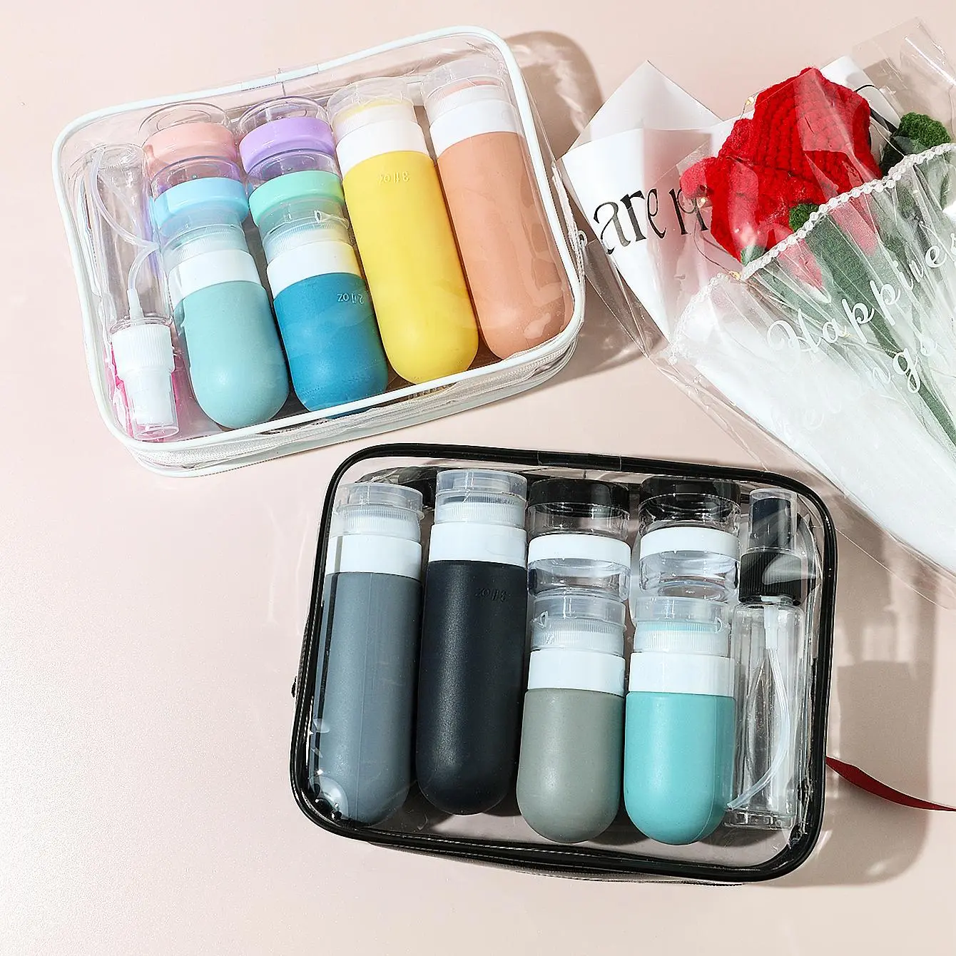 Silicone Travel Bottle Set, 15pcs/set Lightweight Travel Bottle Set, Portable Travel Makeup Tool for Women & Girls