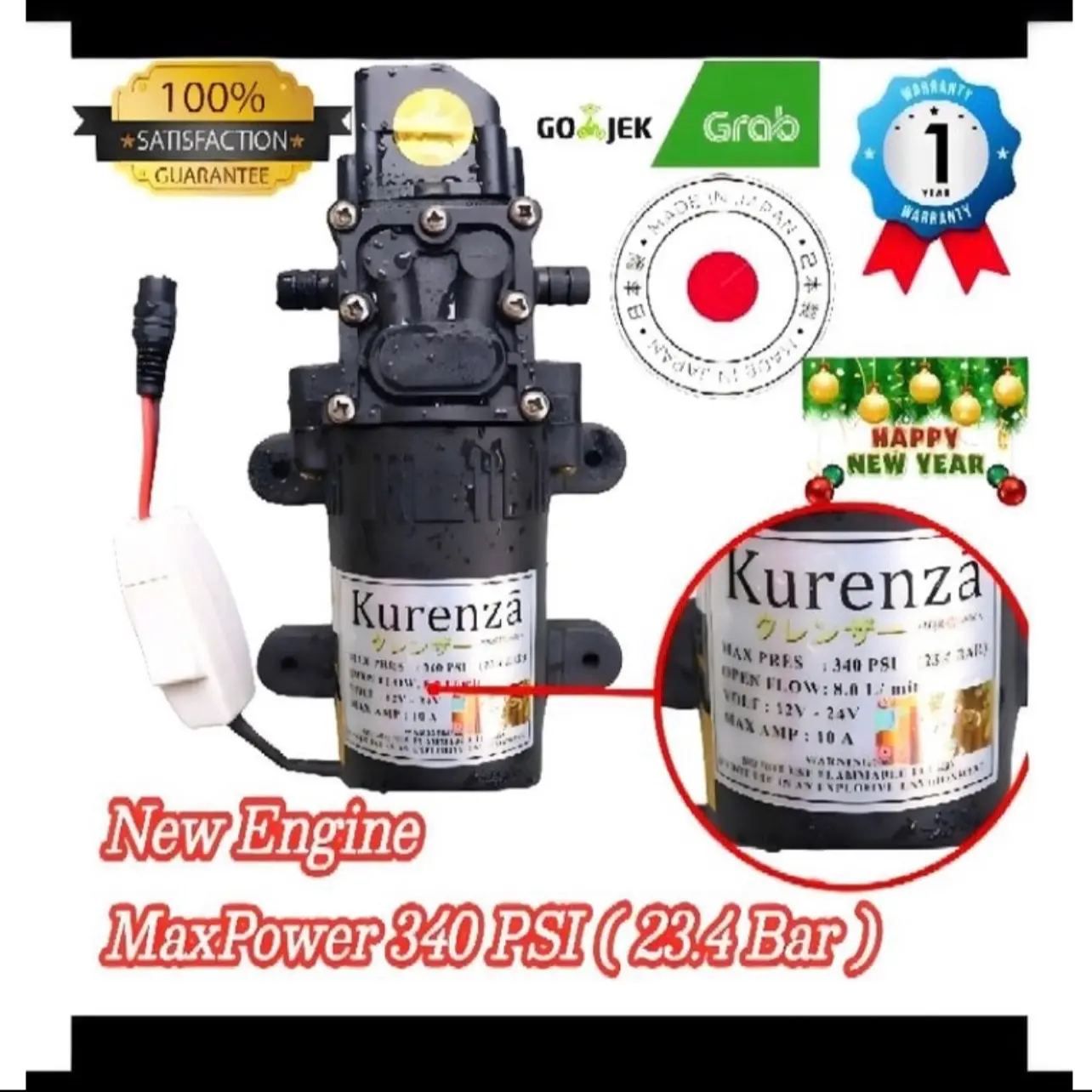 Paket Mesin 340psi 10A Otomatis Water Pump DC Dinamo Tekanan Tinggi Air Diafragma Elektrik Japan Quality