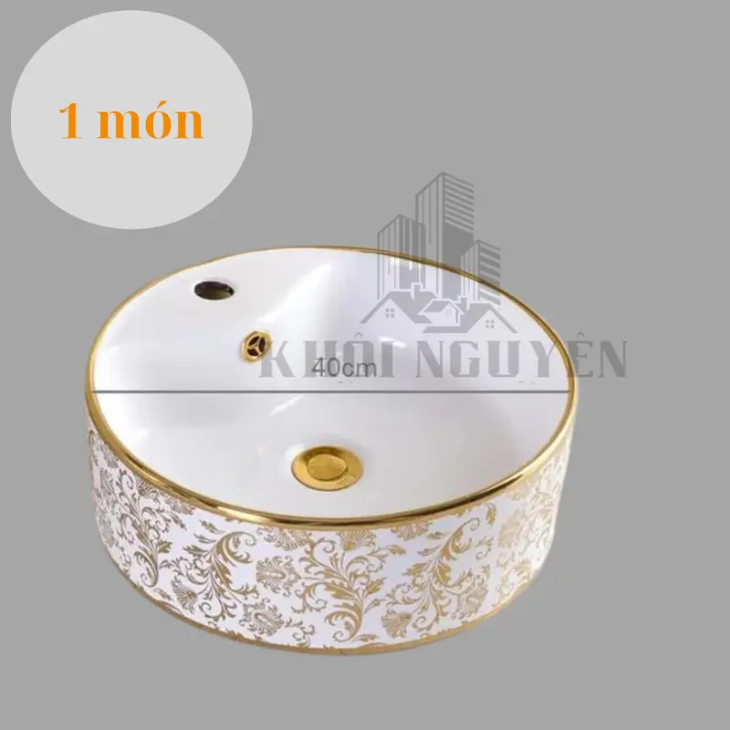 lavabo nhà tắm đẹp .Chậu lavabo sứ để bàn hoa văn phủ nano 1